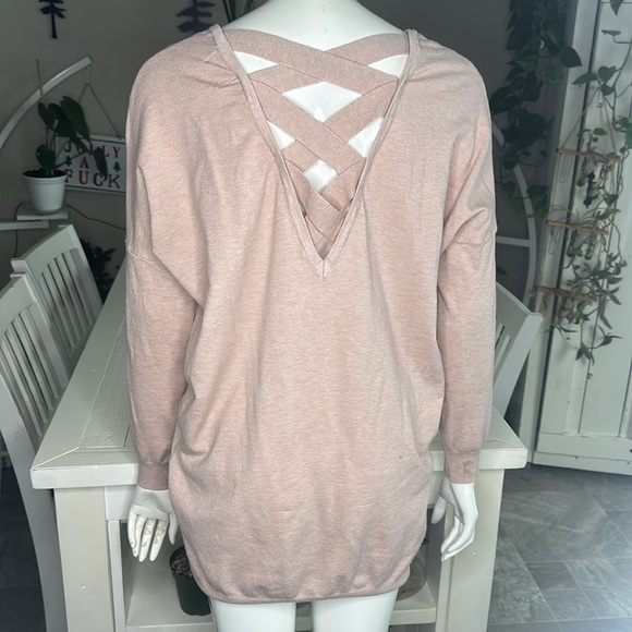 Dreamers sweater dress size M/L light blush pink with crisscross back - Picture 4 of 11
